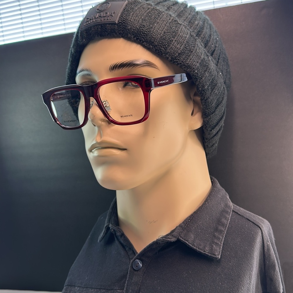 Givenchy GV50053F Shiny Bordeaux Designer Glasses for Men - Bold Style,